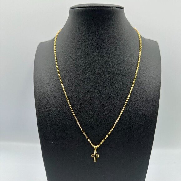 Necklace Lot Gold Tone Pendant Style Thin Chain Link Faux Pearl Puppy Cross - Picture 9 of 16